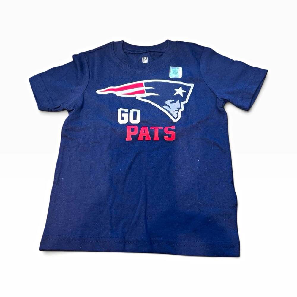 NFL Team Apparel New England Patriots Go Pats Graphic Tee 3T Blue Crew Neck